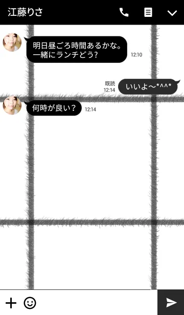 [LINE着せ替え] シンプルチェック ブラックラインの画像3