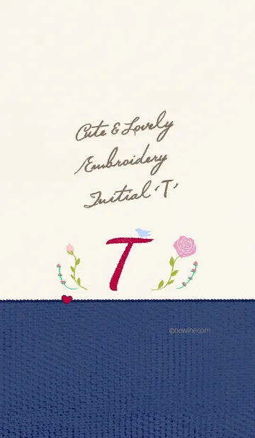 [LINE着せ替え] キュート ラブリー 刺繍 イニシャル Tの画像1