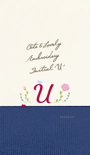 [LINE着せ替え] キュート ラブリー 刺繍 イニシャル Uの画像1