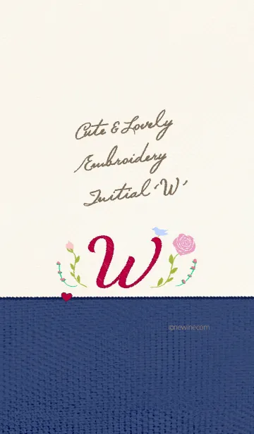 [LINE着せ替え] キュート ラブリー 刺繍 イニシャル Wの画像1