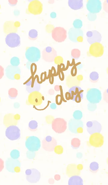 [LINE着せ替え] happy day smile-水彩水玉4-の画像1
