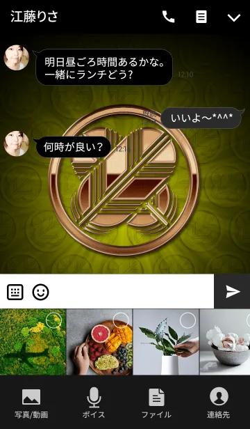 [LINE着せ替え] 家紋 5（丸に違い鷹の羽）<銅>の画像4