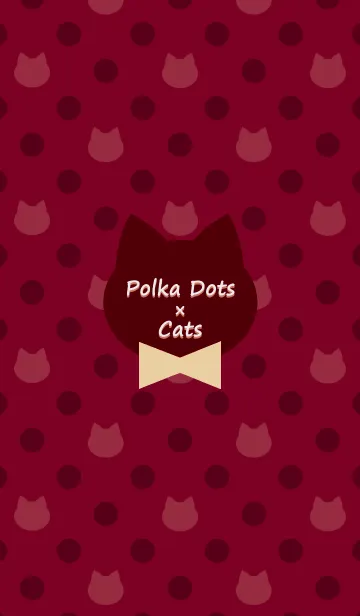 [LINE着せ替え] Polka Dots×Cats[Wine Red]の画像1