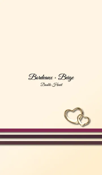 [LINE着せ替え] Bordeaux x Beige double heartの画像1