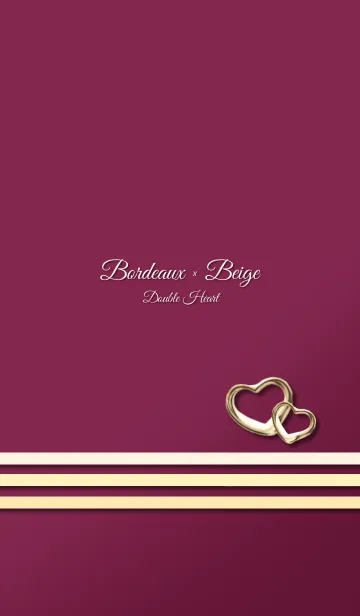 [LINE着せ替え] Bordeaux x Beige Double Heart Ver.2の画像1