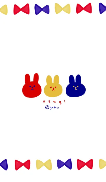 [LINE着せ替え] うさぎ(赤×青×黄)の画像1