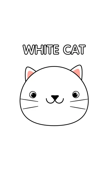[LINE着せ替え] simple Cute White Cat theme vr.2(jp)の画像1