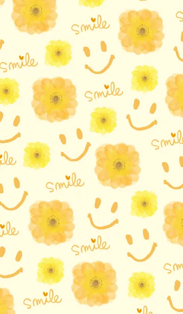 [LINE着せ替え] スマイルフラワー-橙×黄-の画像1