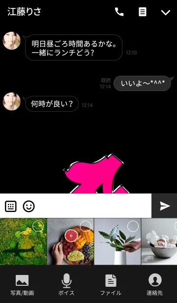 [LINE着せ替え] 干支の守護梵字【タラーク】ピンク・黒の画像4