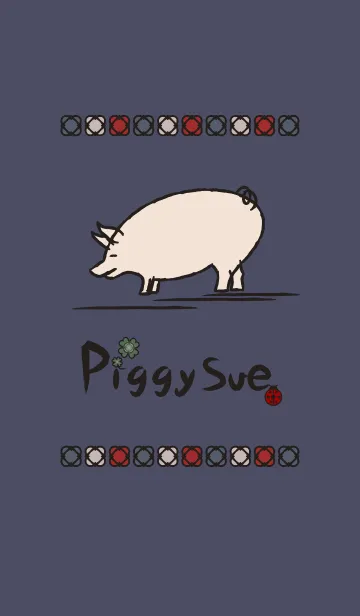 [LINE着せ替え] こぶたのPiggy Sue + ネイビーブルーの画像1