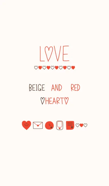 [LINE着せ替え] LOVE BEIGE AND RED HEARTの画像1