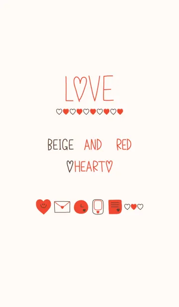 LOVE BEIGE AND RED HEARTの着せ替えメイン画像