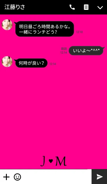 [LINE着せ替え] Initial "J ＆ M" Vivid pink ＆ black.の画像3