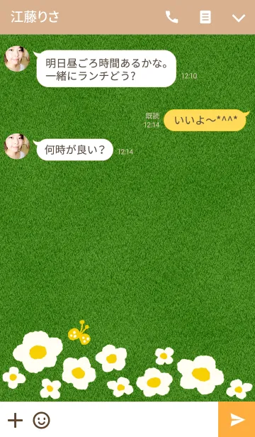 [LINE着せ替え] 芝生と白い花の画像3