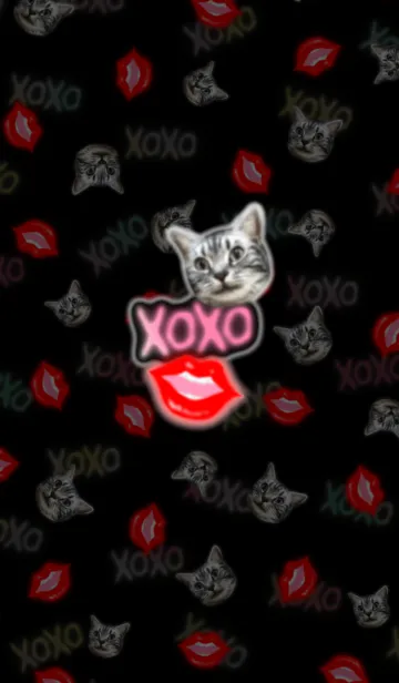 [LINE着せ替え] XOXO ～唇と猫～@ペットグランプリの画像1