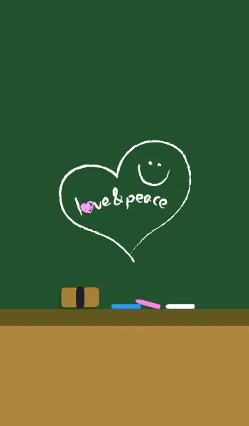 黒板にLove＆Peaceとスマイルの着せ替えメイン画像