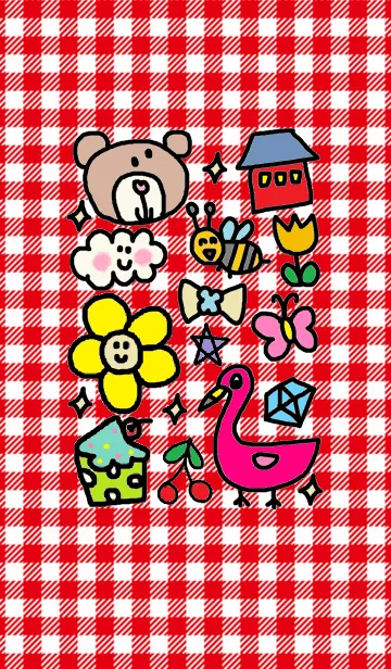 リロちゃん（赤チェック）の着せ替えメイン画像