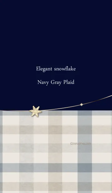 [LINE着せ替え] エレガント 雪の結晶 ネイビー チェックの画像1