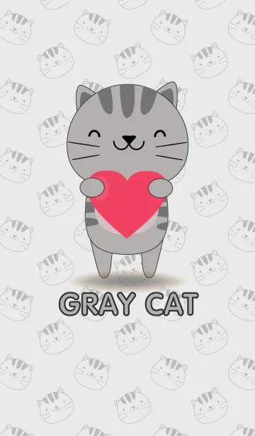 [LINE着せ替え] Love Cute Gray Cat Theme(jp)の画像1