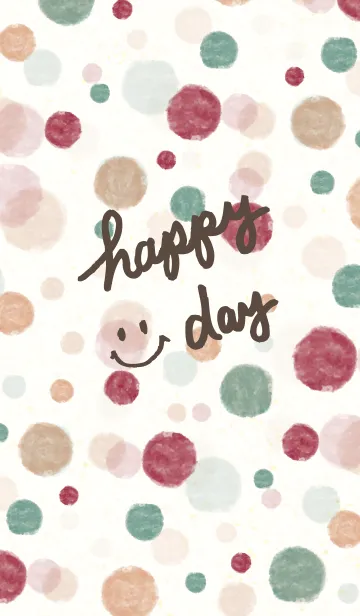 [LINE着せ替え] happy day smile-水彩水玉2-の画像1