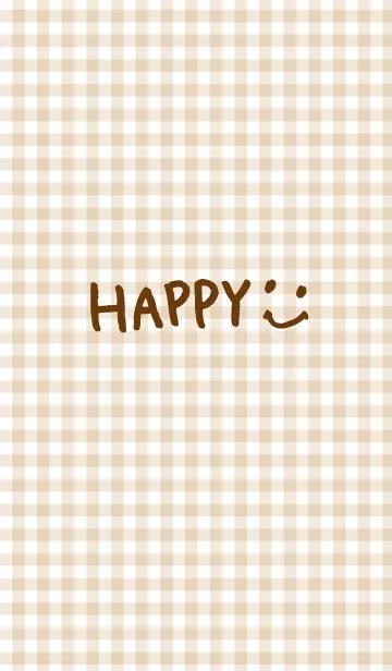 [LINE着せ替え] ハッピースマイル-ベージュチェック-の画像1