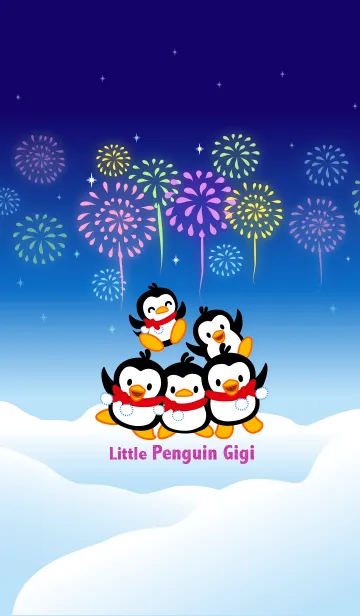 [LINE着せ替え] リトルペンギンジジ - 幸せな花火の画像1