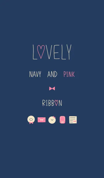 [LINE着せ替え] LOVELY NAVY AND PINK RIBBONの画像1