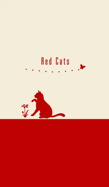 [LINE着せ替え] シンプルな猫 レッドの着せ替えの画像1