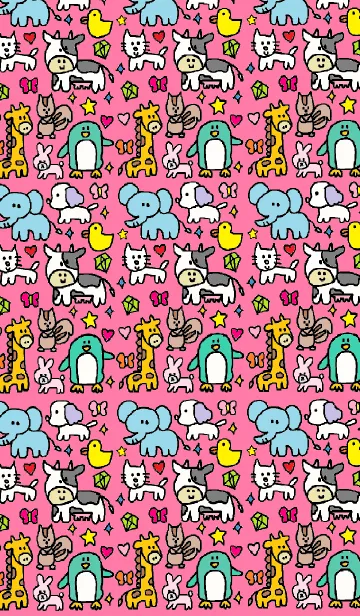 [LINE着せ替え] 動物の着せ替え（ピンク）の画像1