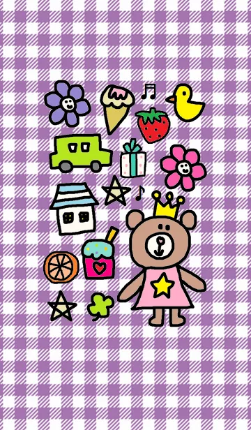 [LINE着せ替え] リロリロ（紫チェック）の画像1