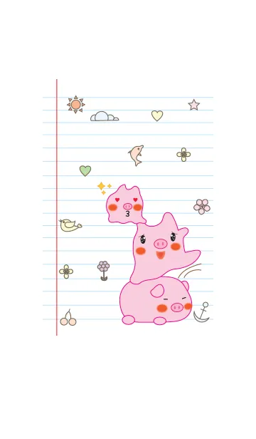 Cute Pig pig theme v.1の着せ替えメイン画像