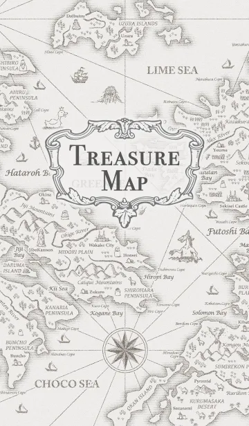 [LINE着せ替え] Treasure Map - 宝の地図（モノクロ）の画像1