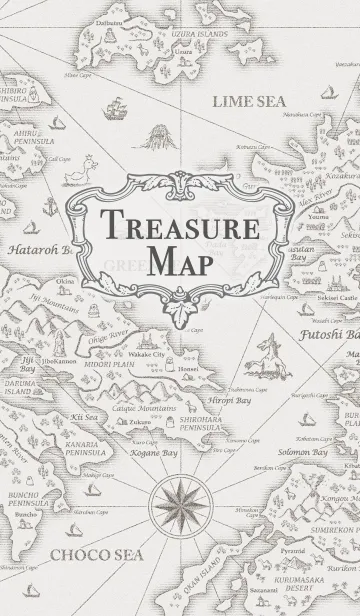 Treasure Map - 宝の地図（モノクロ）の着せ替えメイン画像