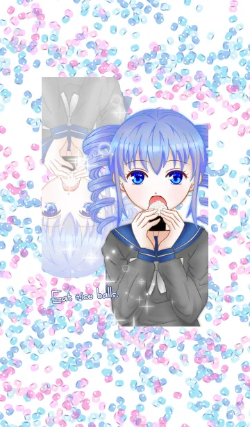 [LINE着せ替え] Eat rice balls.の画像1
