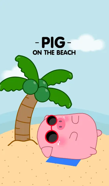 [LINE着せ替え] Cute Pig On The Beach Theme(jp)の画像1
