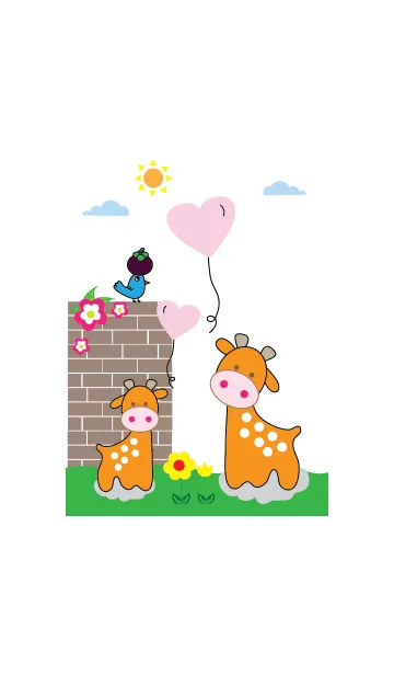 [LINE着せ替え] Cute giraffe theme v.2の画像1