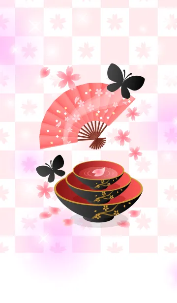 【和柄】桜と蝶の着せ替えメイン画像