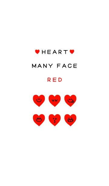 [LINE着せ替え] HEART MANY FACE REDの画像1