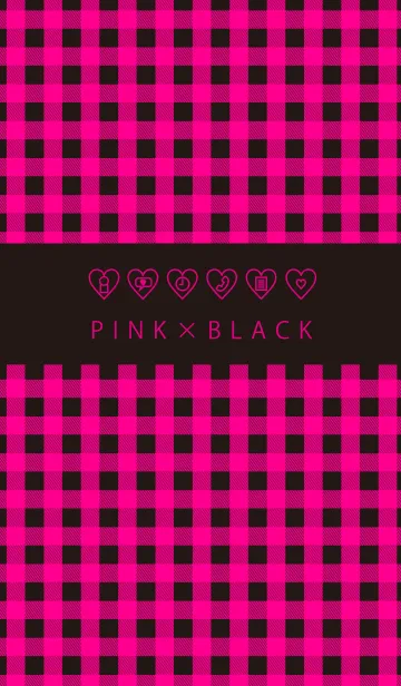 [LINE着せ替え] ピンクと黒のハートの画像1