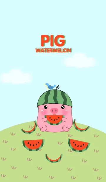 [LINE着せ替え] Pig And Watermelon theme(jp)の画像1