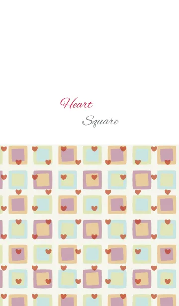 [LINE着せ替え] square2 / green and pink (heart)の画像1