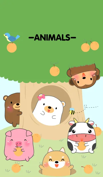[LINE着せ替え] Home Animals On Tree theme(jp)の画像1