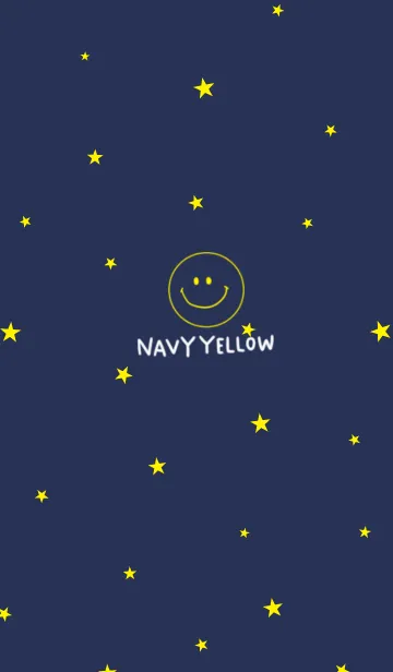 [LINE着せ替え] ネイビーと黄色。にこちゃんと星。の画像1