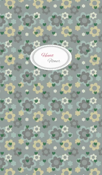 [LINE着せ替え] flower2 / green (heart)の画像1