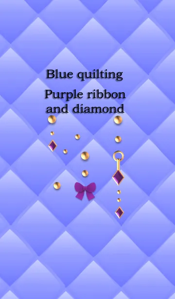 [LINE着せ替え] 青キルティング(紫リボンとダイヤ)の画像1
