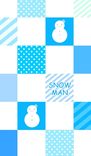 [LINE着せ替え] 雪だるま×チェックの画像1