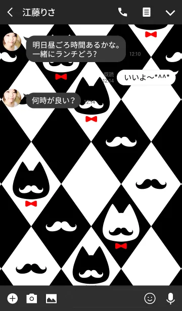 [LINE着せ替え] HIGE NEKO diamond black ＆ whiteの画像3