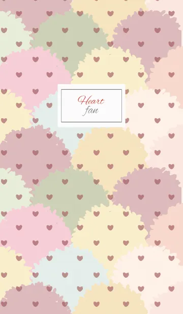 [LINE着せ替え] fan / beige and pink (heart)の画像1