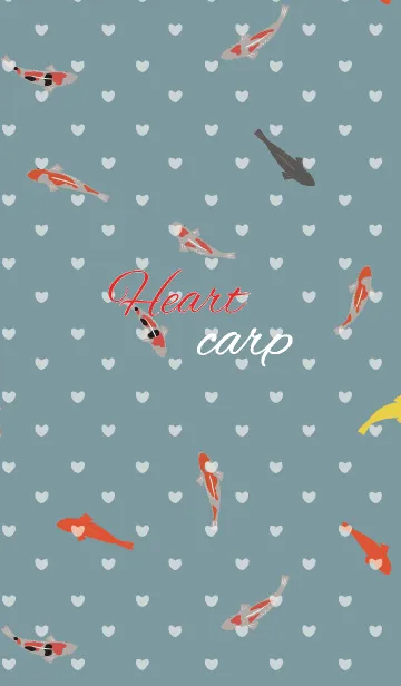 [LINE着せ替え] carp / green and pink (heart)の画像1
