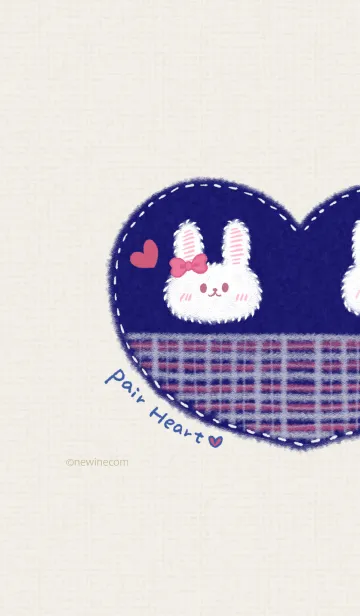 [LINE着せ替え] ペア ネイビー ハート うさぎ ガールの画像1